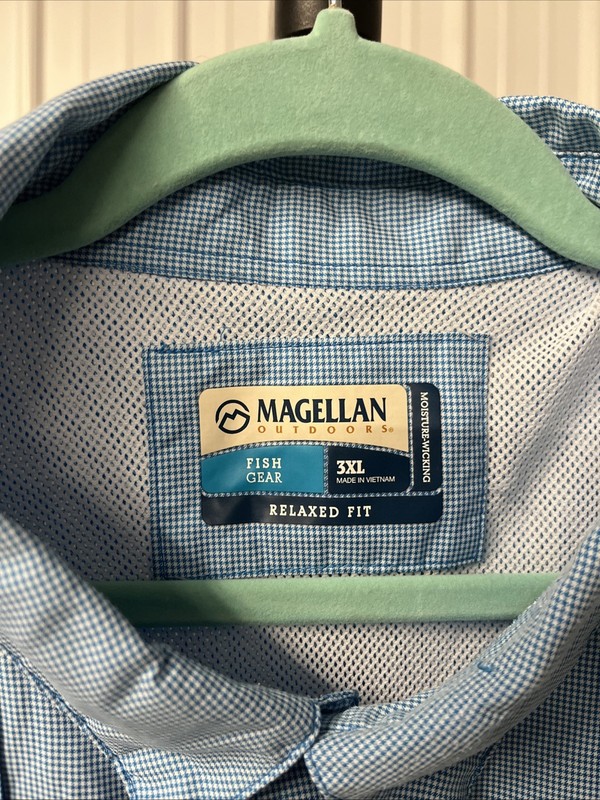 Magellan Fish Gear Men’s Relaxed Fit Button Front Shirt Blue Size 3xl Cotton gallery