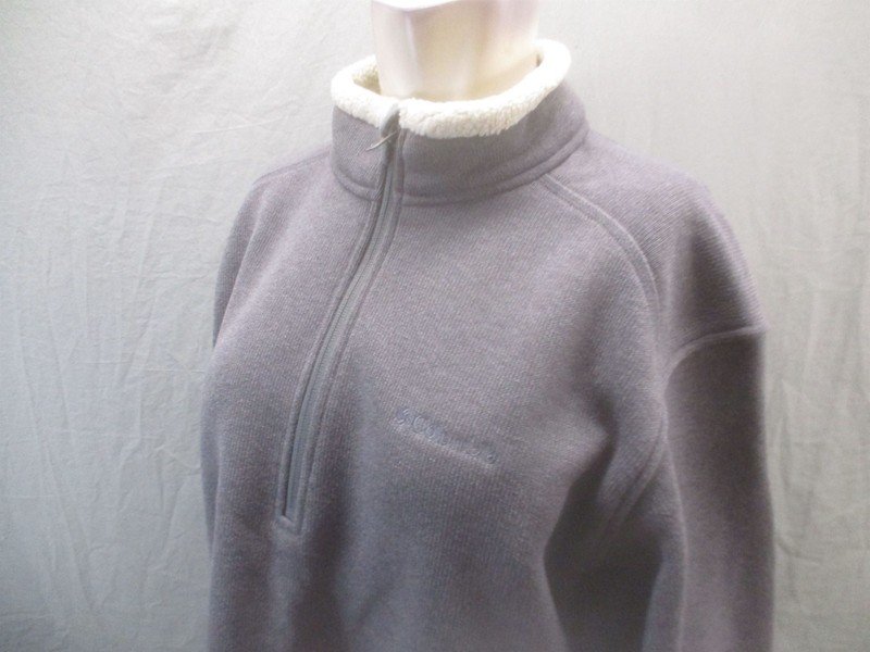 Columbia Size L Mens Gray Sherpa Lined 1/2 Zip Comfy Warm Outdoor Pull Over 734 gallery