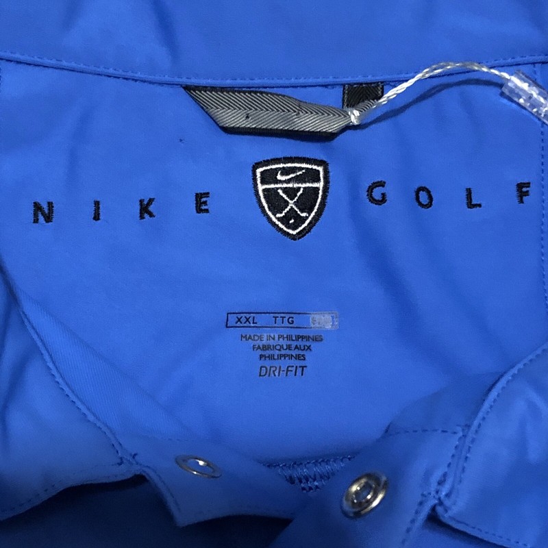 NWT Nike Golf Mens Dri-Fit Pullover Button Up Shirt Jacket 2XL L/S Blue w/ Flaws gallery