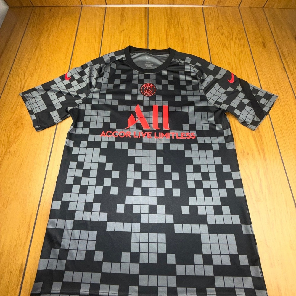 Nike Paris Saint-Germain PSG Pre-Match Jersey Black Grey Red Men Large Dri-FIT