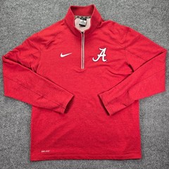 Nike Dri-Fit 1/4 Zip Pullover Mens Large Red Alabama Crimson Tide Golf Stretch