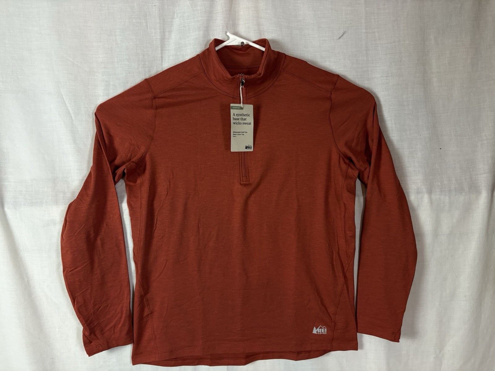 REI Co-op Men's Midweight Base Layer Half-Zip Top REDROCK UPF 50+ Sz Large gallery
