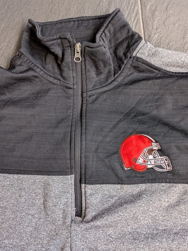 NFL Cleveland Browns 1/4 Zip Pullover Large Grey/Black Free Post gallery