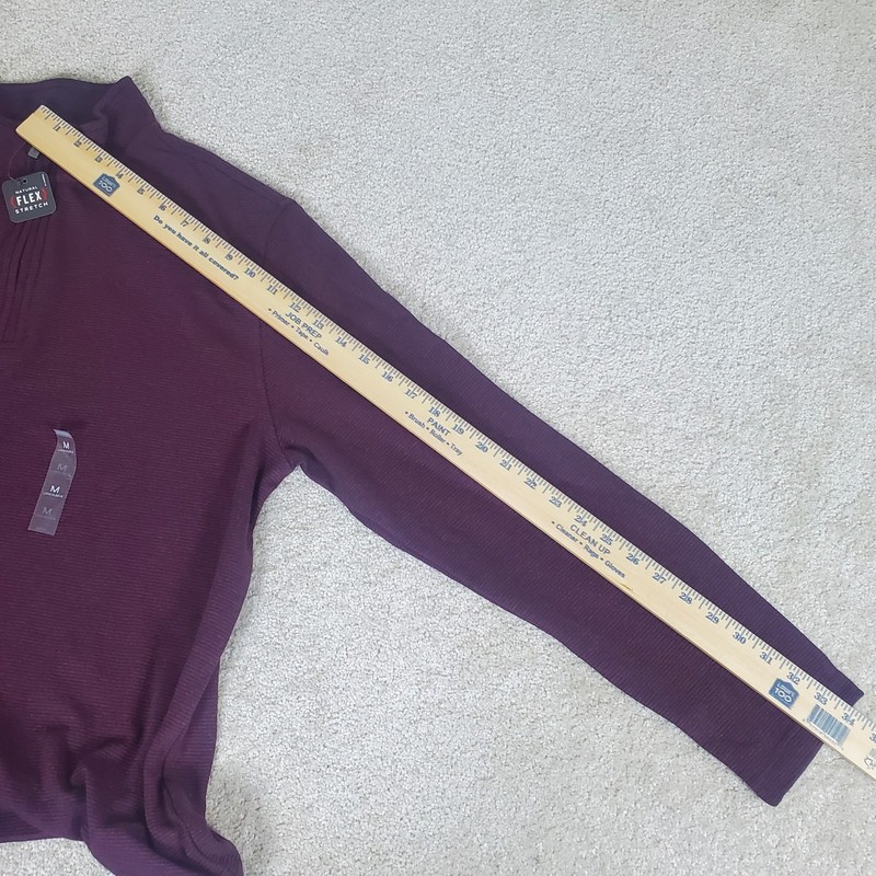 Van Heusen Men's Knit Pullover Shirt Size M Burgundy 1/4 Zip Long Sleeve NWTG gallery