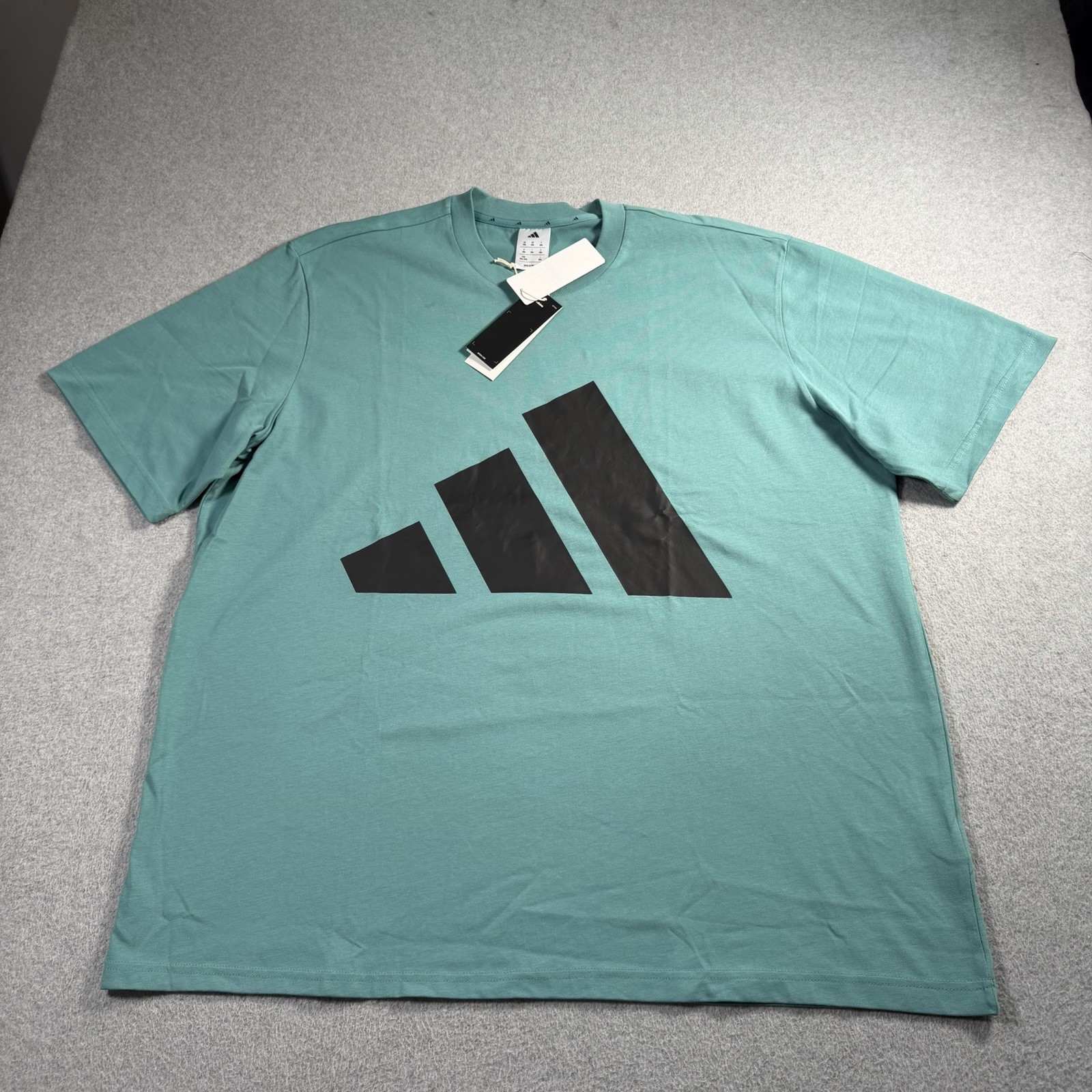 Adidas Sport Shirt Mens 2XL Teal/Black Cotton Short Sleeve Cotton Multi Logo gallery