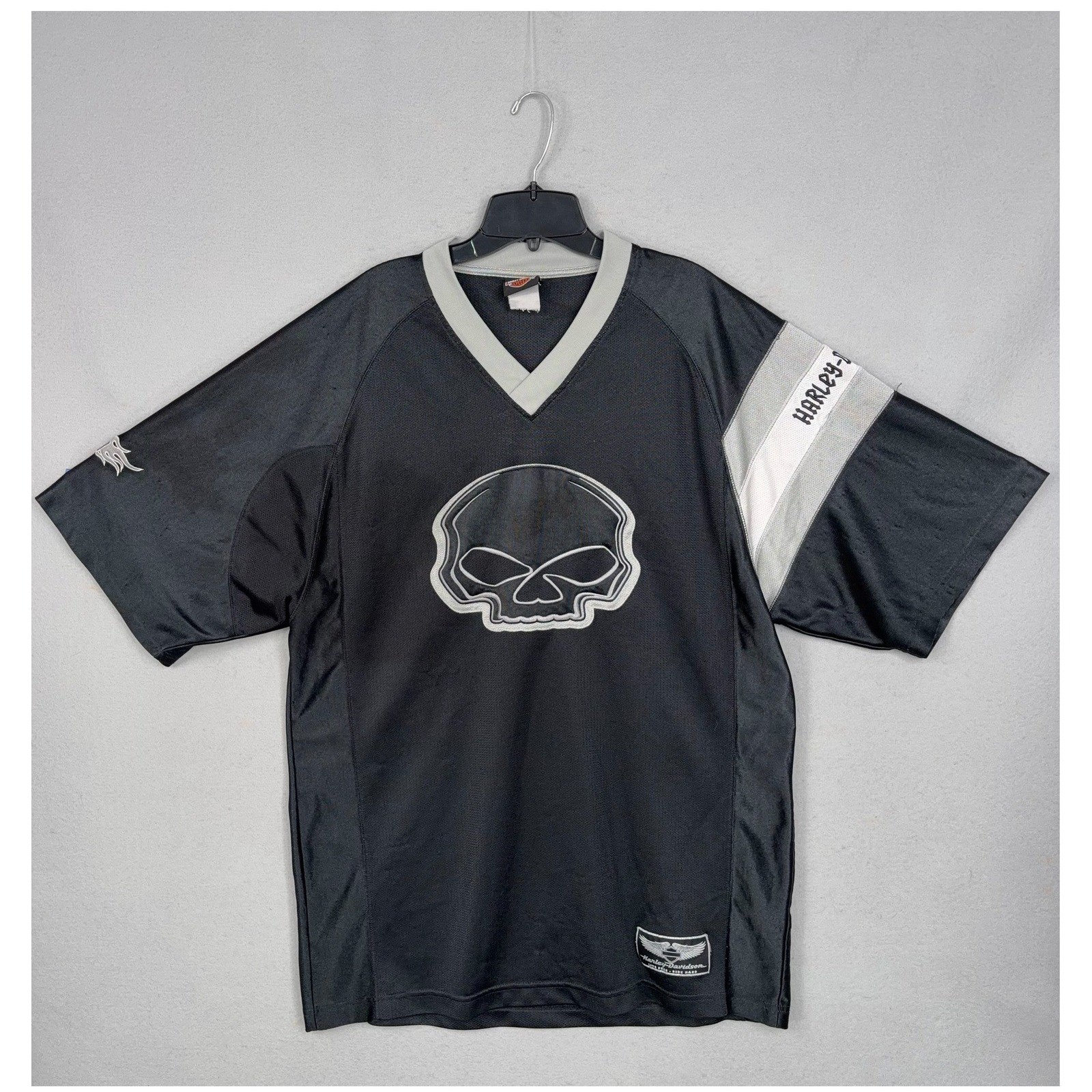 Harley Davidson Jersey Mens XL Black Willie G Skull Biker V-Neck Shirt gallery
