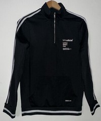 BoohooMAN Quarter Zip Pullover Men’s M Black White Stripped Athletic Fit Pocket