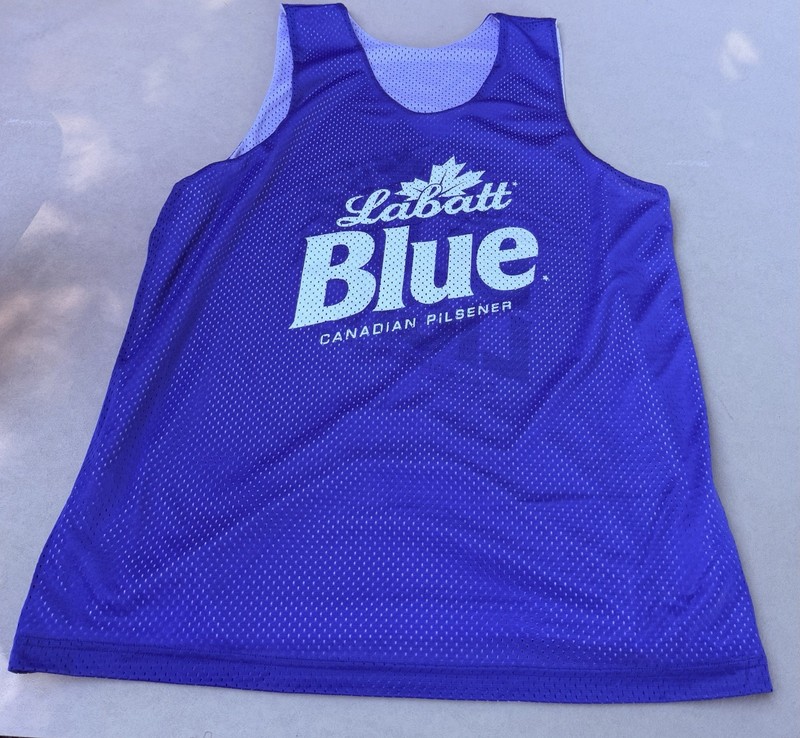 Labatt Blue Light Reversible Blue White Mesh Jersey Tank Shirt Size L gallery