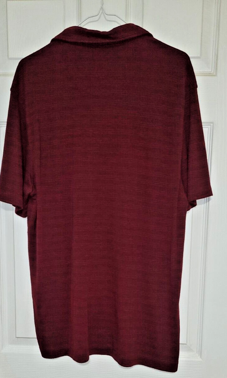 Mens Short Sleeve Burgundy Striped Shirt by Van Heusen Size: Large gallery