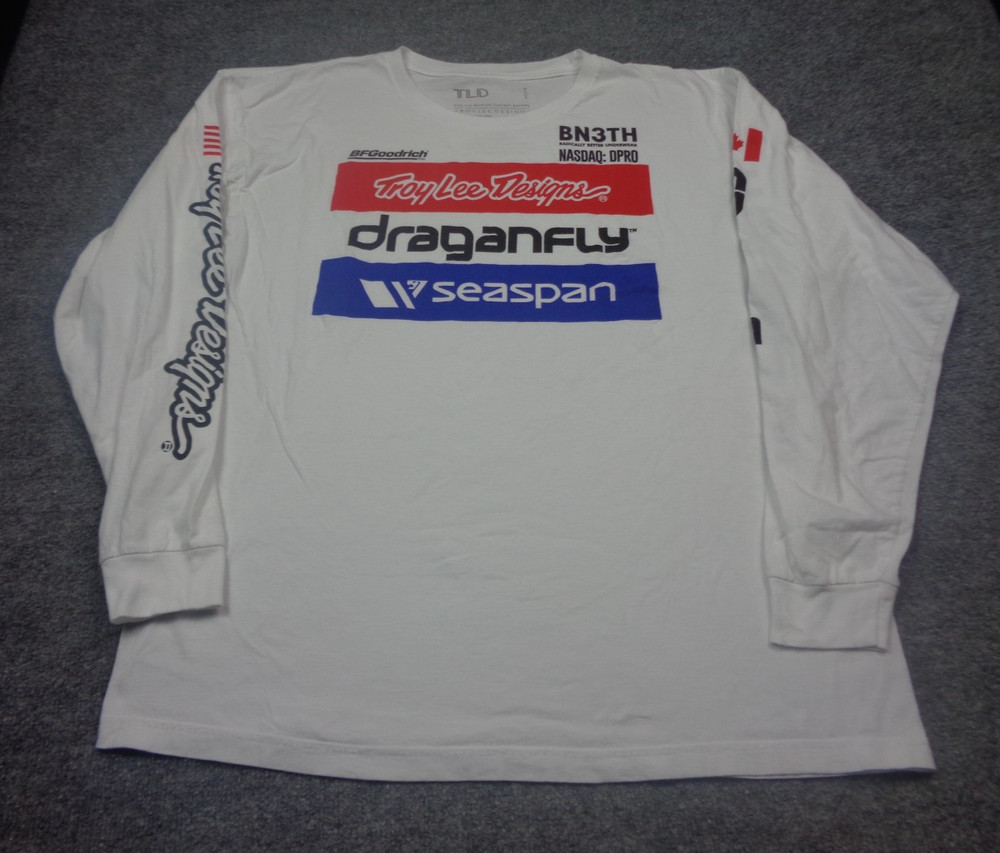 Troy Lee Designs Shirt Mens XL White Long Sleeve Moto Bike MTB