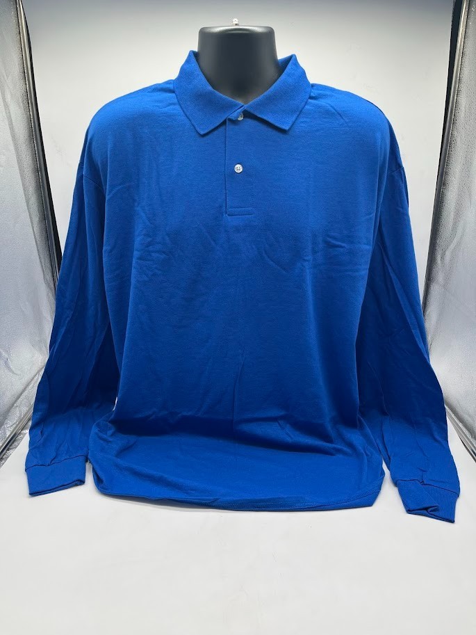Jerzees Mens Spotshield Long Sleeve Jersey Polo Shirt 437ML Royal Size 2XL gallery