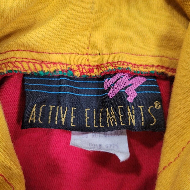 Vintage Active Elements Shirt Mens Medium Red Hooded Colorblock West Coast gallery