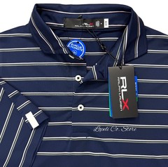 Ralph Lauren RLX French Navy Stripe Polo Shirt Performance Golf Sizes M – L