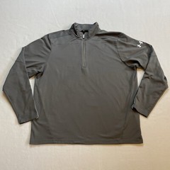 Under Armour Loose 1/4 Zip Pullover Men’s XL Long Sleeve Grey White Striped