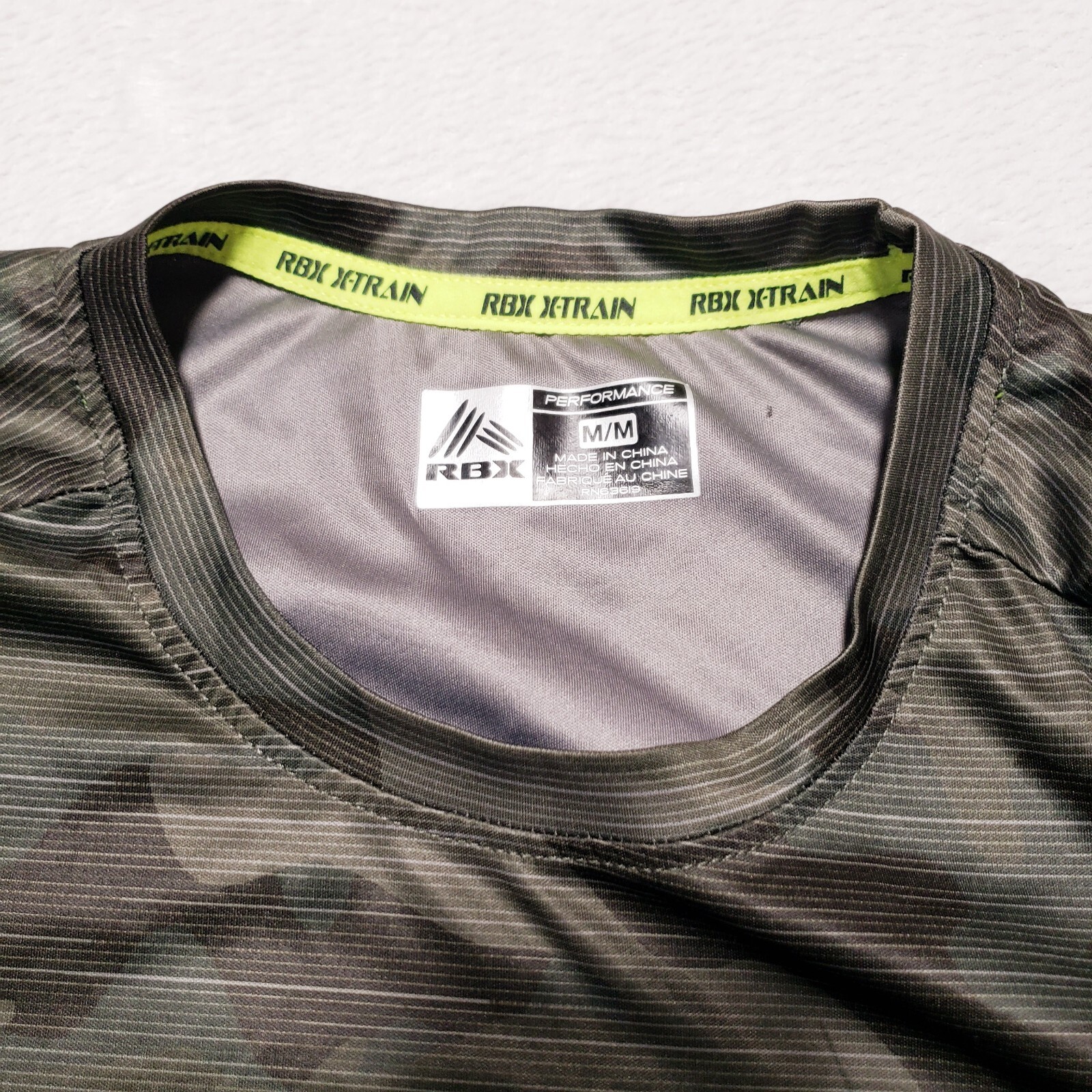 RBX X-TRAIN Performance Athletic T Shirt Mens Medium Green Camouflage gallery