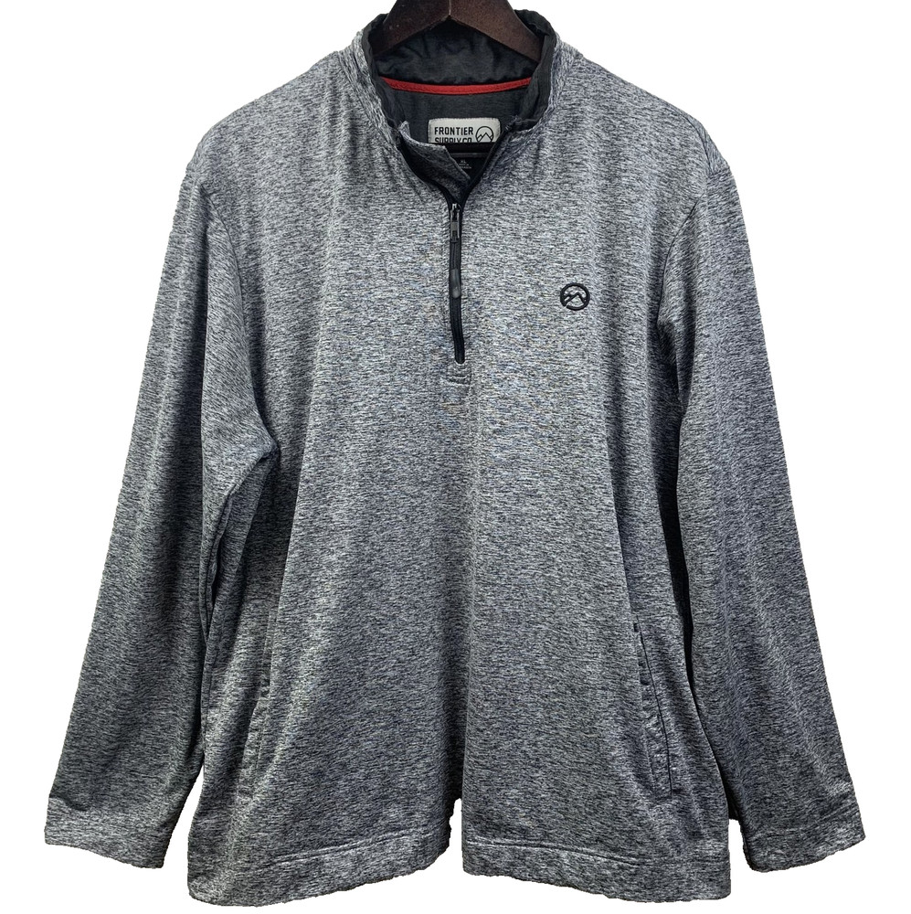 Frontier Supply Co Pullover Mens XL Gray Heather Quarter Zip Performance Outdoor