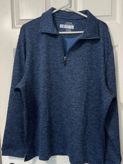 Haggar Men’s BLUE Cool 18 Tec 1/4 Zip Pullover Quick Dry Long Sleeve Size XL