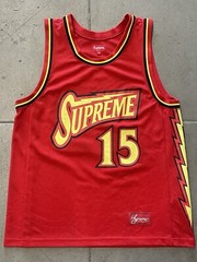 SUPREME Red M Bolt Basketball Jersey SS18 Y2k Streetwear 15
