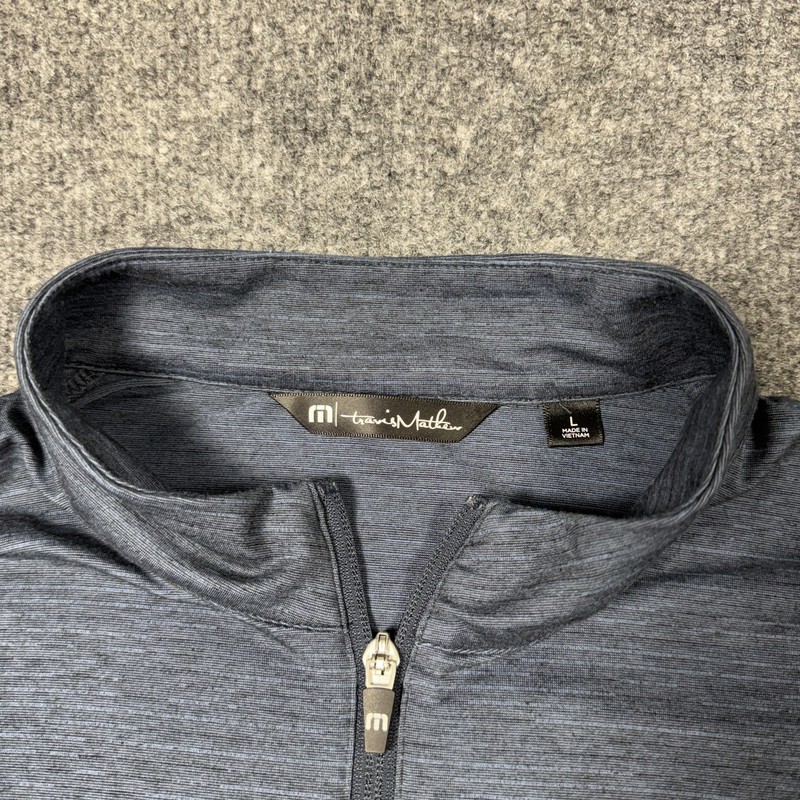 TravisMathew Pullover Mens Large Blue 1/4 Zip Long Sleeve Project Pulse SMW 2022 gallery