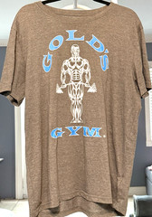Vintage Style Gold’s Gym EXTRA LARGE HEATHERED CHARCOAL GRAY T-Shirt *VERY GOOD*