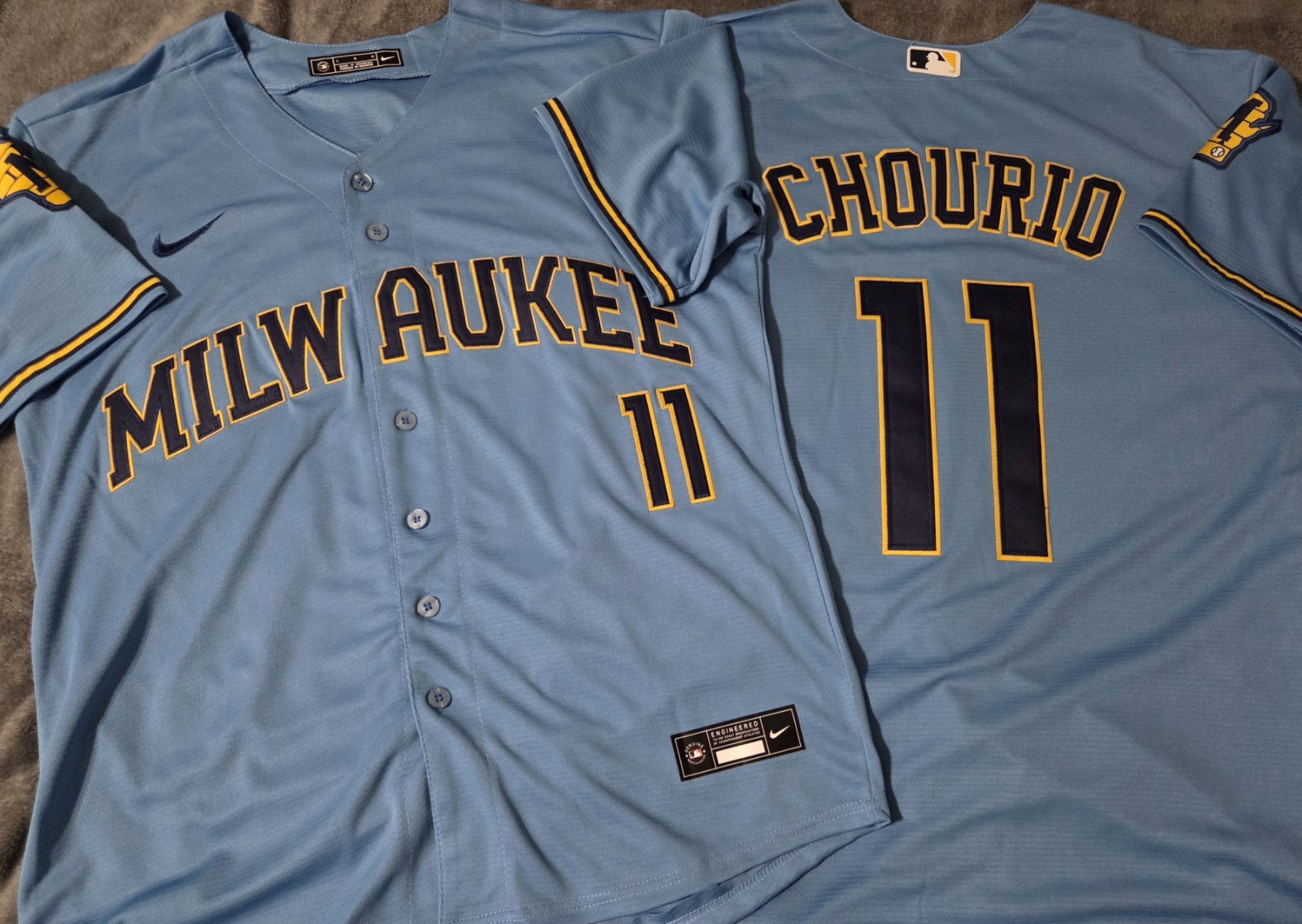 Fast Free Shipping! XXXL 3X Jackson Chourio Milwaukee Brewers Stitched Jersey 11 gallery