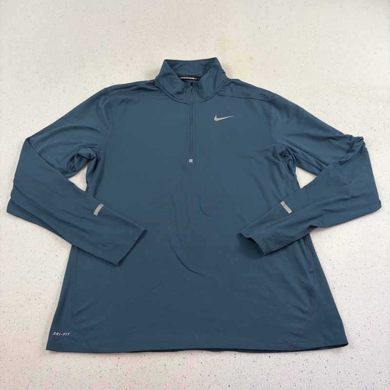 Nike Mens Quarter Zip Pullover Teal Blue L Dri-FIT Sporty Streetwear Gorpcore gallery