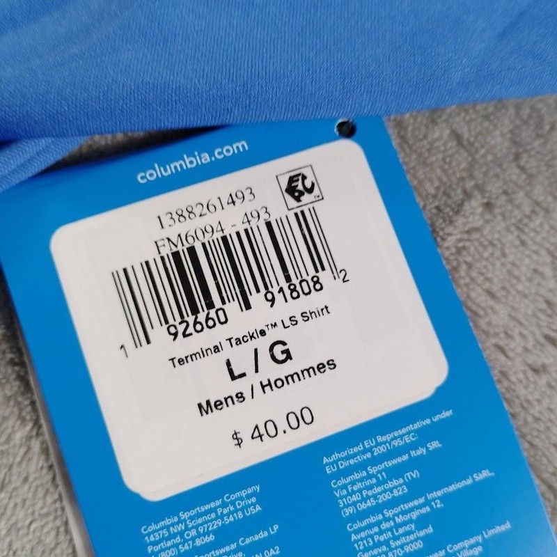 Columbia PFG Shirt Mens Large Blue Omni-Shade Long Sleeve Fishing Performance gallery