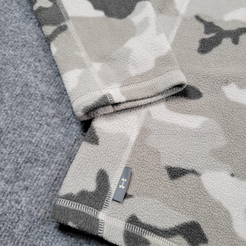 Under Armour Shirt Mens Medium Gray Camo Fleece 1/4 Zip Pullover Hunting Thermal gallery