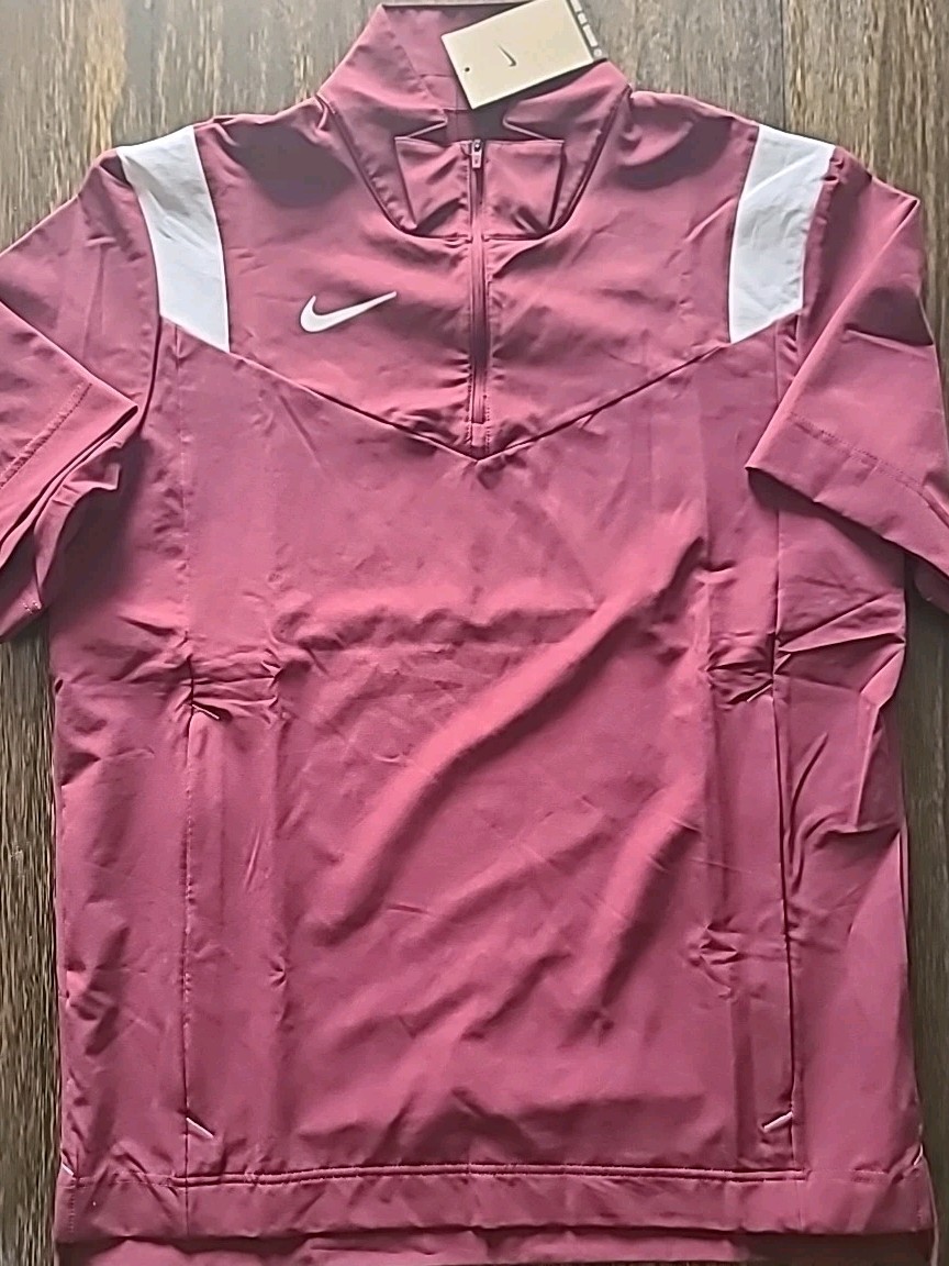 Nike Men Coach Performance Short Sleeve Sideline Jacket Medium Burgundy $80 gallery