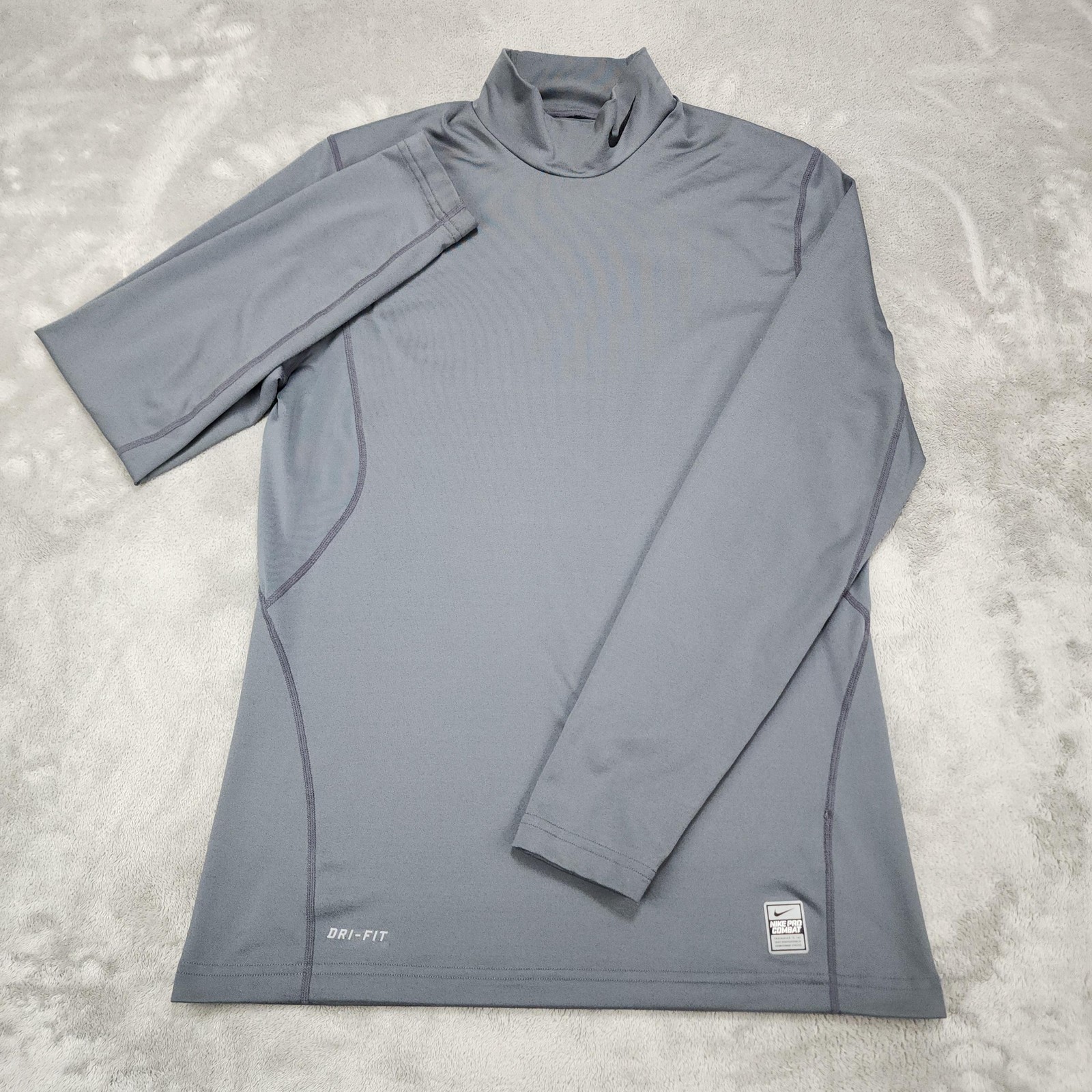 Nike Pro Combat Shirt Mens M Gray Dri-FIT Mock Neck Long Sleeve Athletic gallery