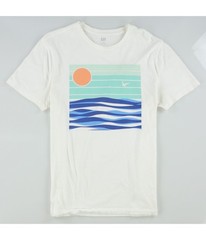 Gap Mens Sun And Waves Graphic T-Shirt, white, M