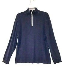 BLACK BROWN 1826 NAVY BLUE COTTON BLEND 1/4 ZIP TOP, MEN’S LARGE