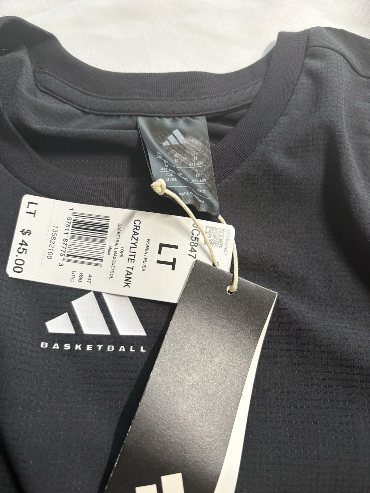 adidas large nwtg Black Basketball Tank Top with White Logo gallery