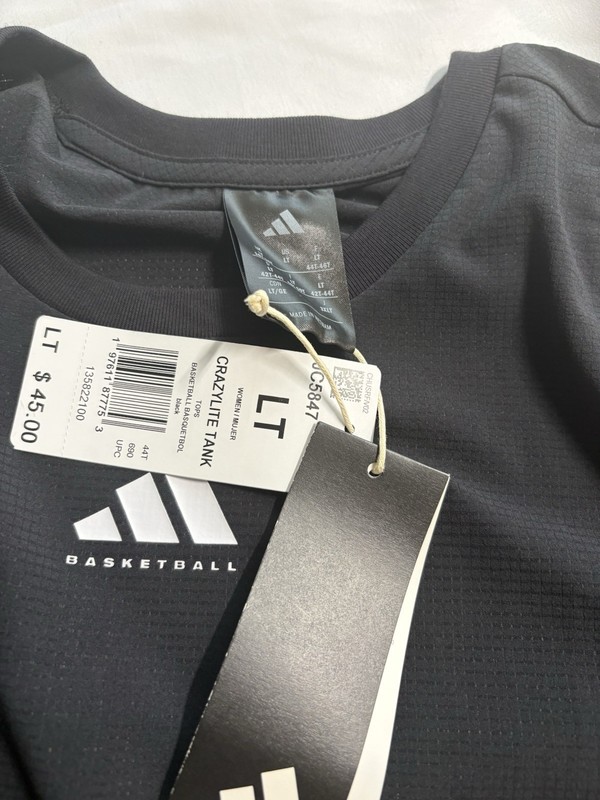 adidas large nwtg Black Basketball Tank Top with White Logo gallery
