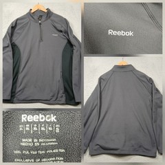 Reebok 1/4 Zip Pullover Men’s XL Gray Black Athletic Fleece Training Top