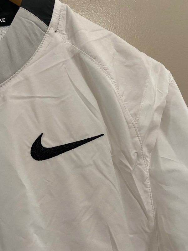 Nike Baseball Cage Windshirt Coaches Side Zip Pockets White Mens M BQ3237-100 gallery