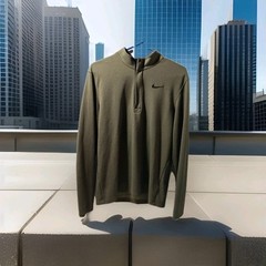 Nike Pullover Mens M Olive Green Quarter Zip Breathe Dri-Fit Standard Fit Train