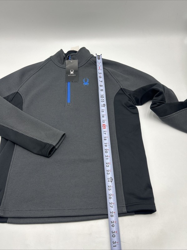 Spyder Major Cable Thermal 1/4 Zip Pullover Shirt Men's Size LARGE Gry Blk Bl gallery
