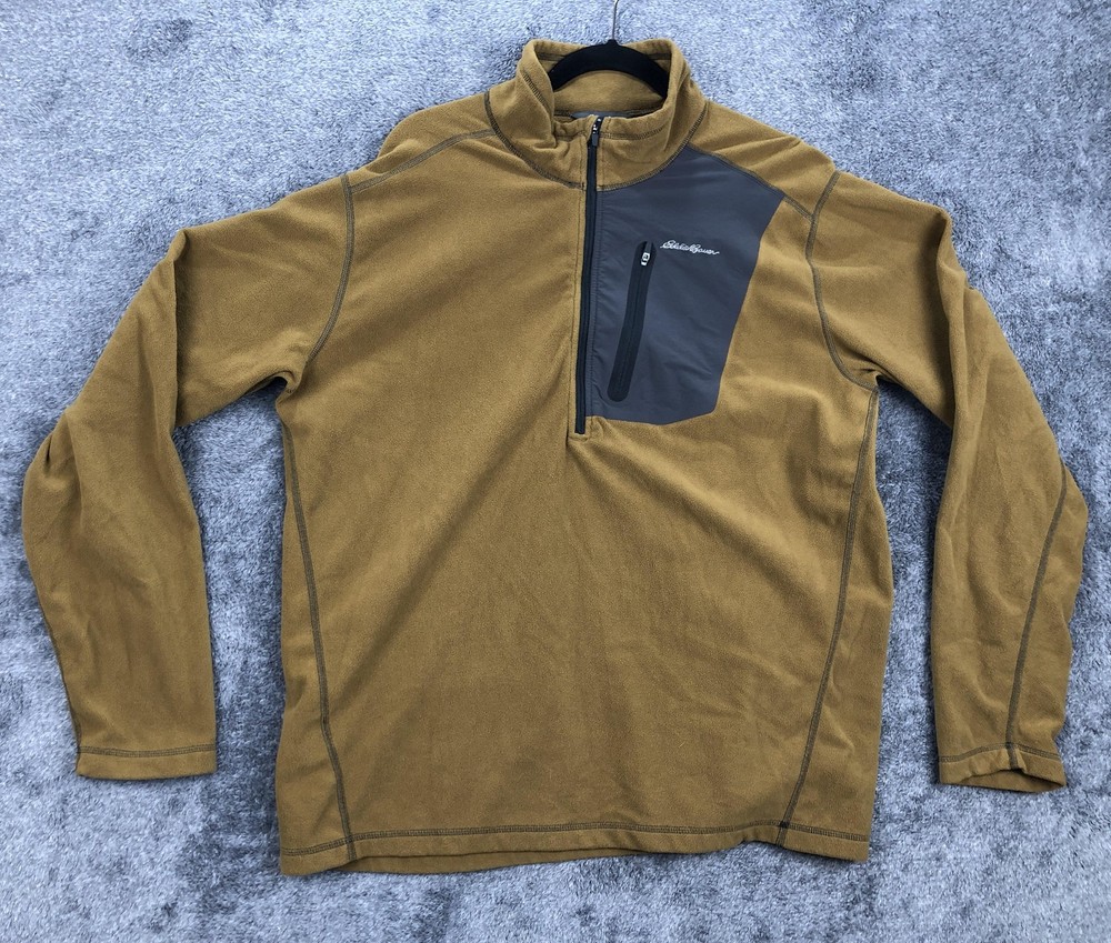 Eddie Bauer First Ascent Pullover Mens XL Brown Fleece Quarter Zip Hiking