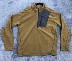 Eddie Bauer First Ascent Pullover Mens XL Brown Fleece Quarter Zip Hiking