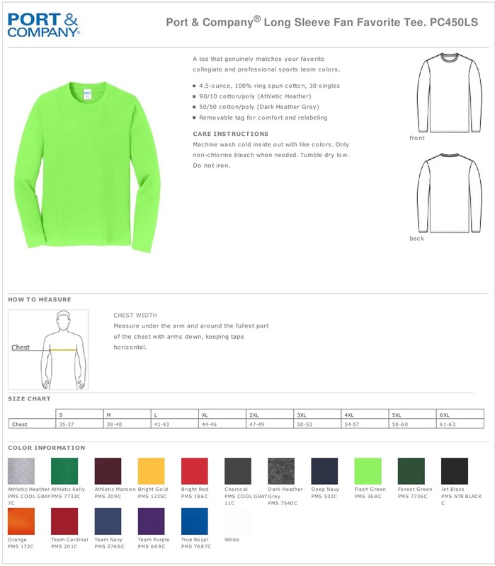 Port & Company Men's Long Sleeve Crew Neck Fan Favorite Cotton T-Shirt PC450LS gallery