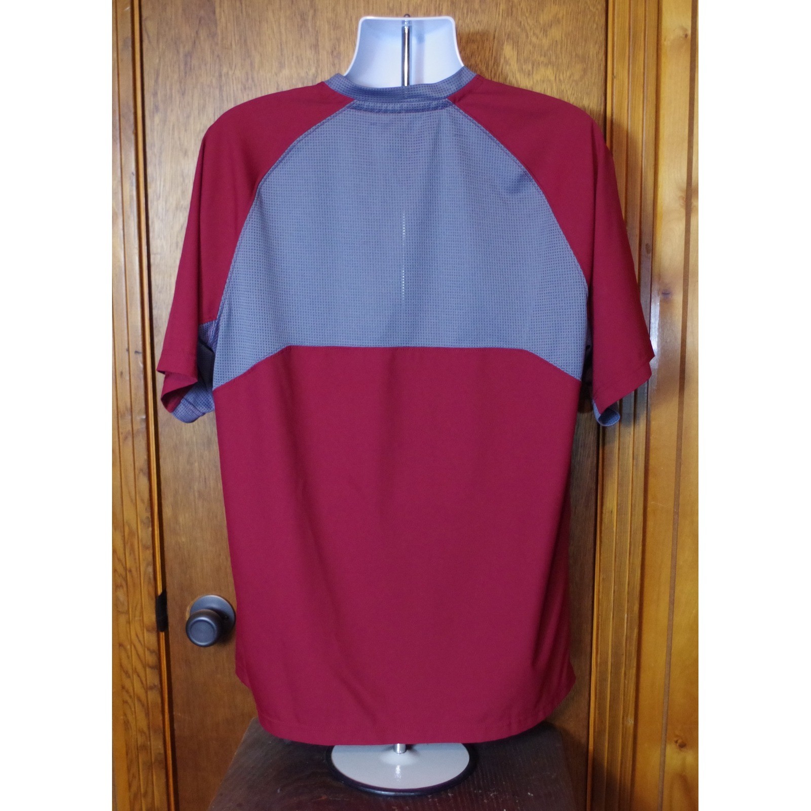 Adidas Men's Climalite Large Quarter Zip Short Sleeve Pullover Maroon Grey gallery