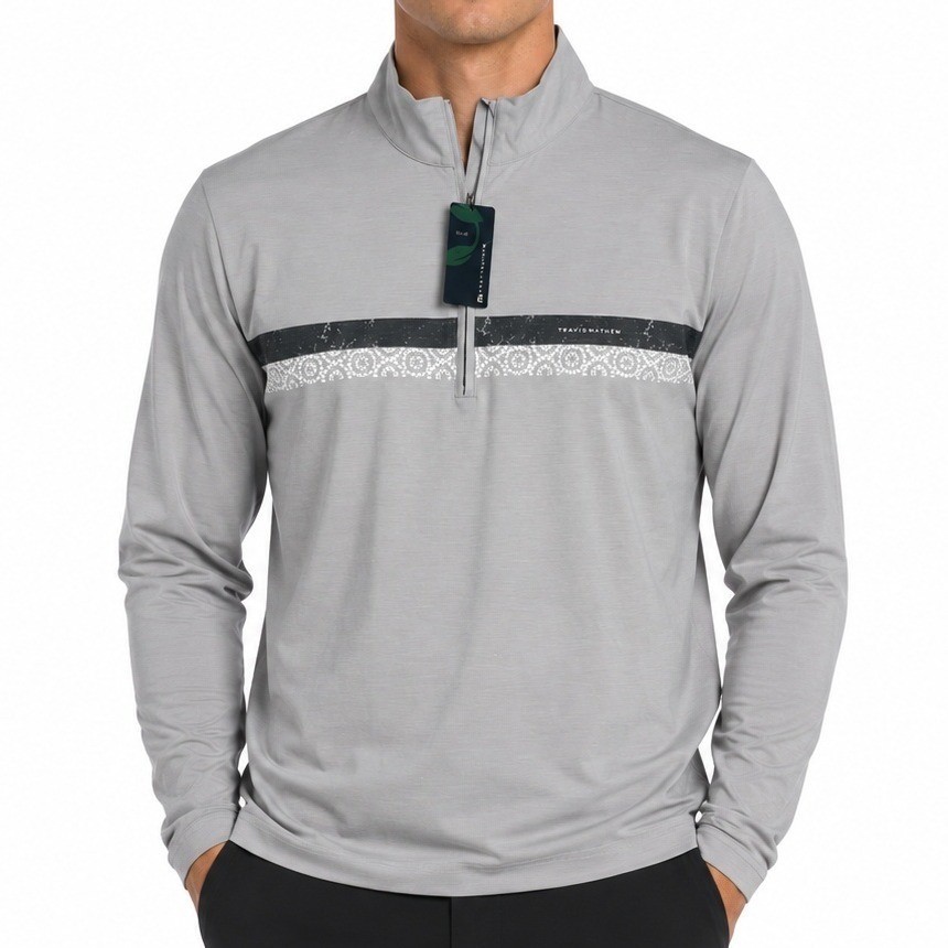 Travis Mathew Sit And Sip Pullover Men S Grey Performance Slim Fit New Eco Sport