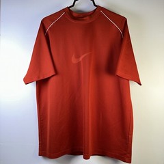 Nike Mens Athletic Shirt Size Large Burnt Orange Front Logo Short Sleeve