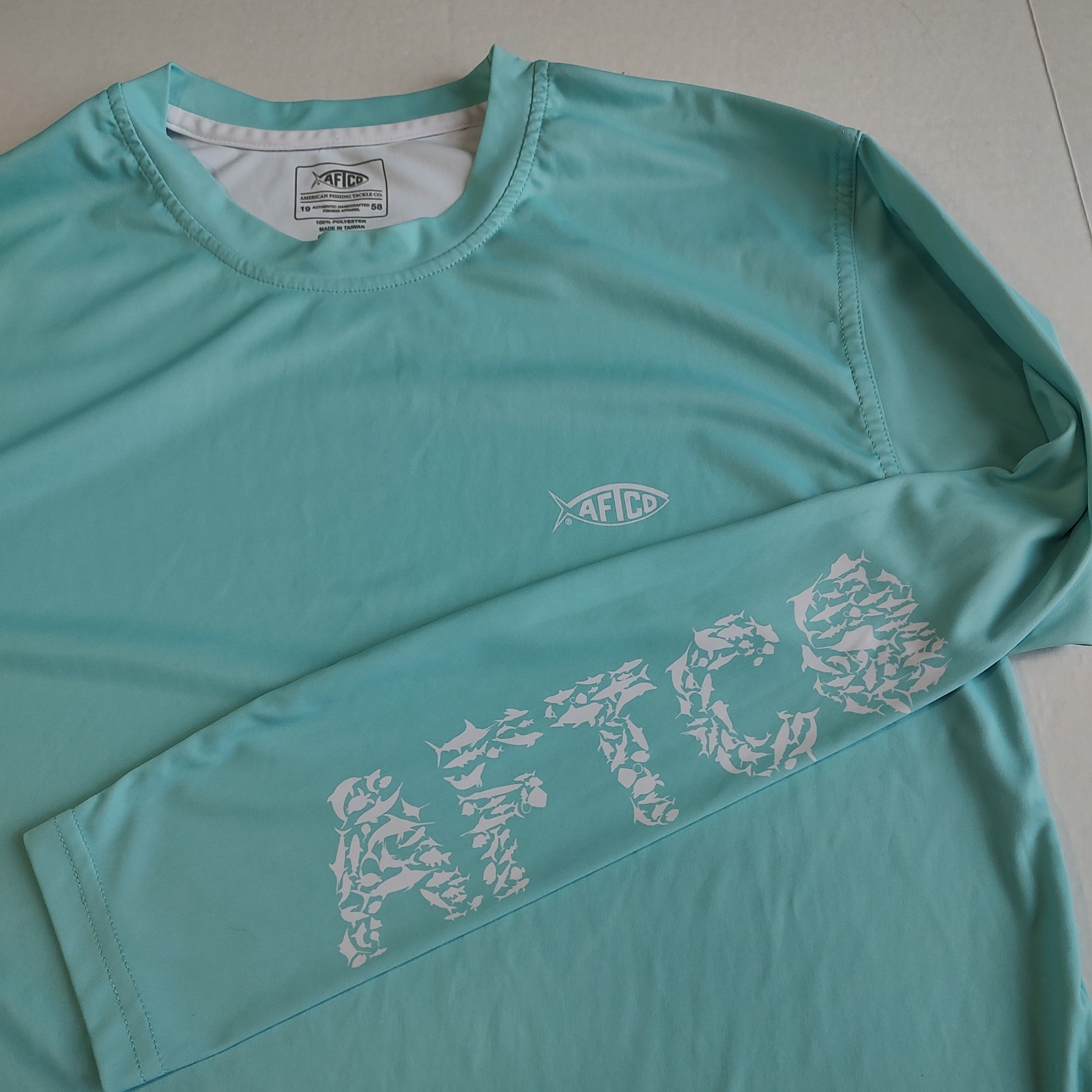Aftco Jigfish Fishing Performance Sun Shirt Mens Small Blue Long Sleeve Outdoor gallery