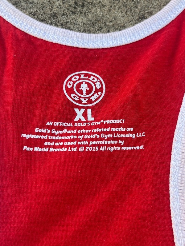 Golds Gym Muscle Shirt Tank Top Size LX Red Logo Made UnisexGym Top gallery