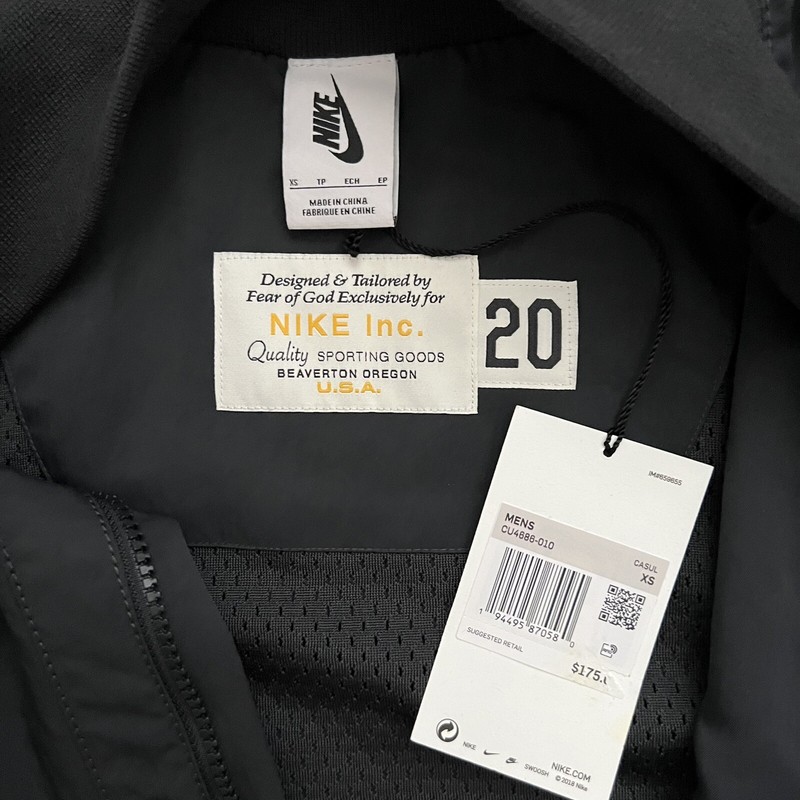 Nike x Fear Of God NBA Warm Up Top Jacket Off Noir CU4686-010 Men Size XS gallery
