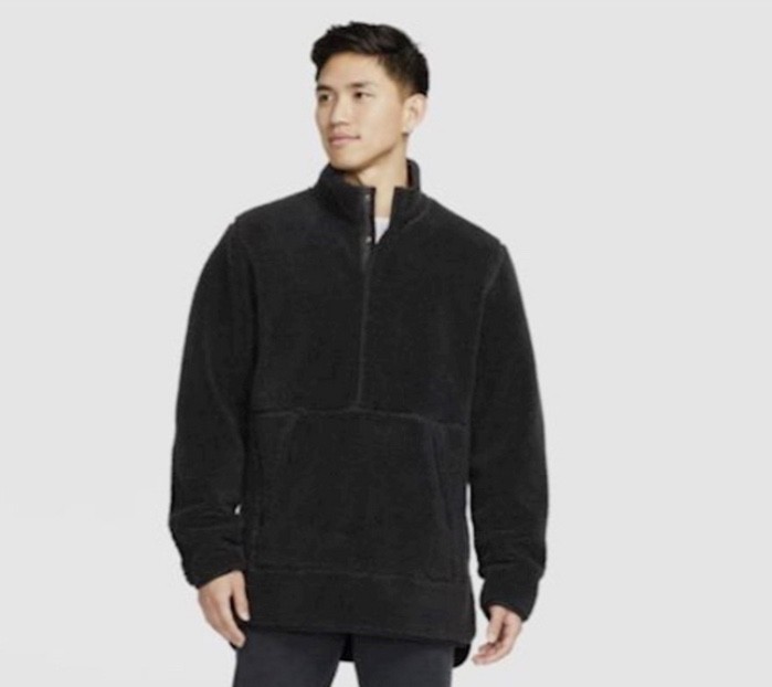 Nike Yoga Fleece Half Zip Pullover Sweatshirt Black Loose Fit Women S gallery