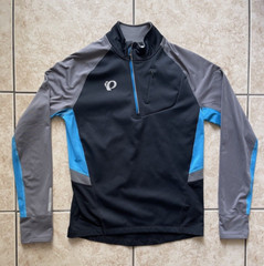 Pearl Izumi Mens Long Sleeve Gray Cycling Athletic Sweater Medium Sports Zip Top