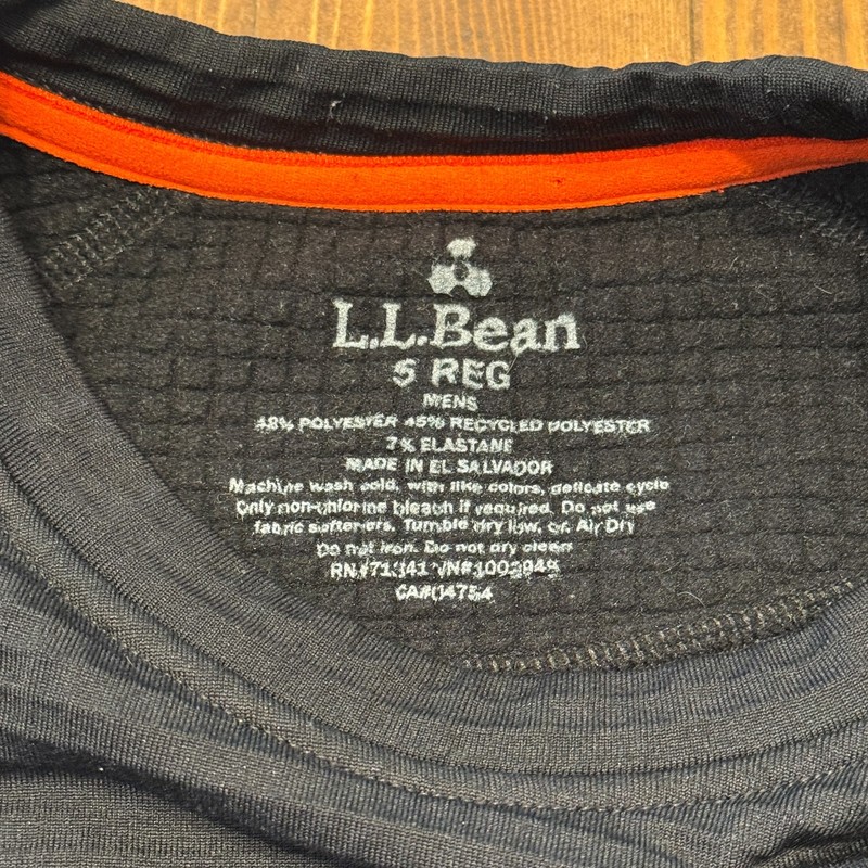 LL Bean Heavyweight Base Layer Crew Top Mens Small Black Warm 255G Weight gallery